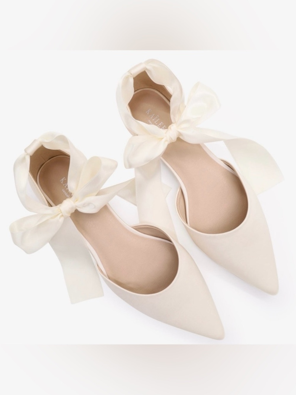 Wedding Shoes - Ribbon Tie Flats 8.5 Ivory Satin